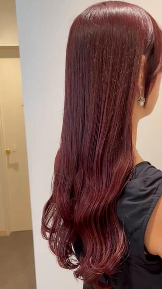 ブリーチなしのピンクブラウン 