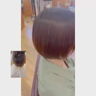 ショートの美髪矯正。
髪の体力さえ十分に有れば、
丸みのある仕上がりに出来ます♪ 
