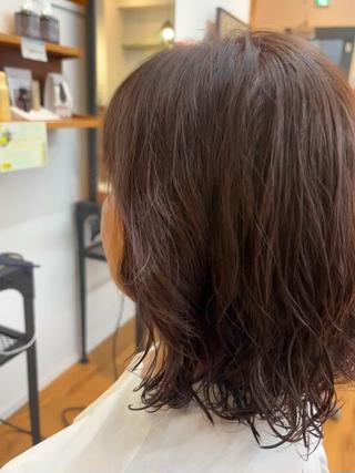 コテ巻き風パーマ&カラーリング
