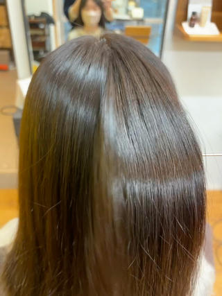 根元リタッチストレート/グレージュカラー