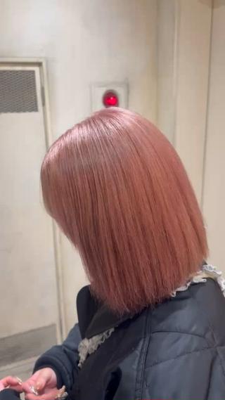 ボブカットピンクカラー 