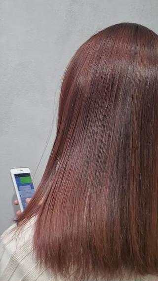 脱白髪染めハイライトにピンク系のオンカラー☆ 