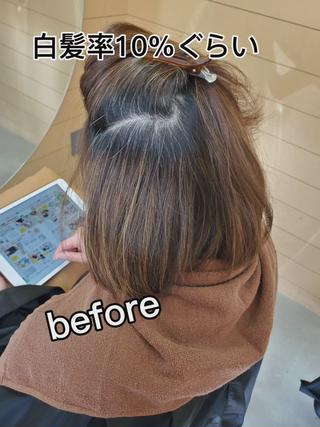 白髪ぼかしハイライト。
赤み除去カラー。 