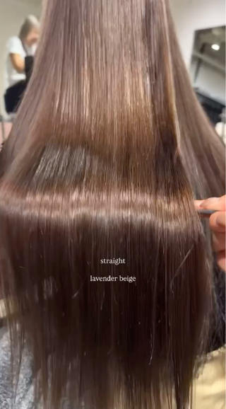 ⁡
　髪質改善straight でさらさら
　イルミナカラーで透明感ラベンダーベージュ
⁡
⁡
ストレートは7月にあてたものですがまだまだサラサラ
今回はイルミナカラーに＋1100円で髪質改善カラーに変更しただけです！
髪質改善カラーでストレートのもちやツヤをup
⁡
イルミナカラーでは秋冬っぽいラベンダーグレージュに
程よいラベンダーがツヤを出してかわいい
⁡

⁡#髪質改善 ストレート 