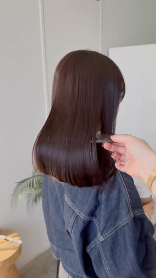 カラー パーマ 透明感カラー/顔周り レイヤー/髪質改善のヘアスタイル