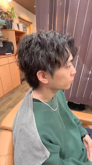 ミディアム パーマ メンズ 平井 智宏のヘアスタイル