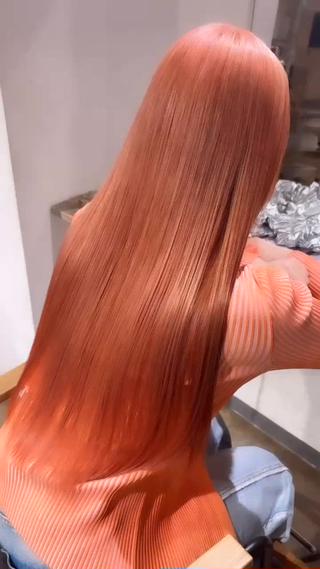 #サーモンピンクカラー #ブリーチ2回 #ピンクカラー #オレンジカラー #暖色カラー #春カラー