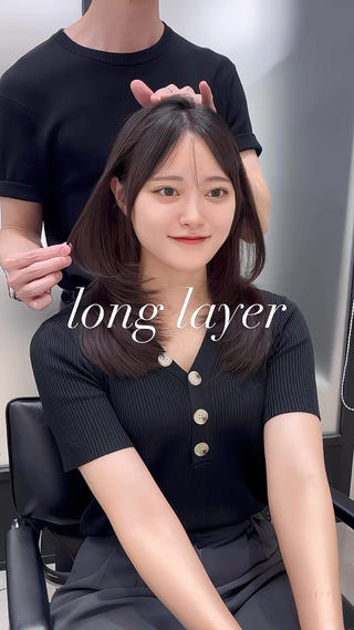 ロング カラー 韓国レイヤーカット 髪質改善▫️水野有真のヘアスタイル