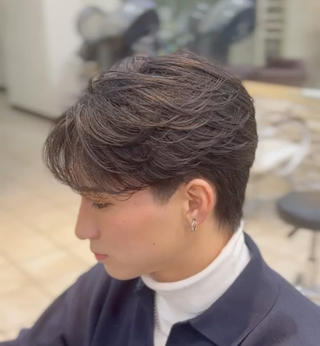 ミディアム メンズ 曲がる縮毛矯正大宮 No.1工藤竜雅のヘアスタイル