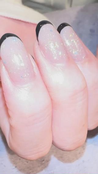 フラッシュラメ+黒フレンチ