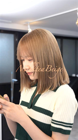 ミディアム カラー 安藤悠里/ハイトーン /デザインカラーのヘアスタイル