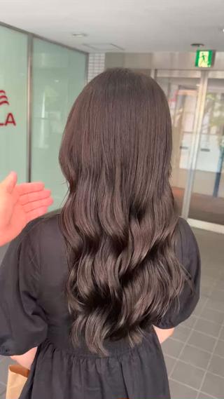 ロング カラー 福岡縮毛矯正 ブリーチなしカラーのヘアスタイル