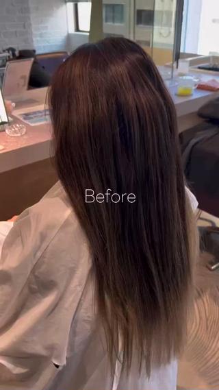 ブリーチ履歴ある毛先もパサつきがなくなり、しっとりとする手触りに 