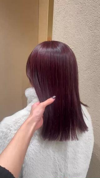 ダブルカラーでチェリーピンクカラーに仕上げました