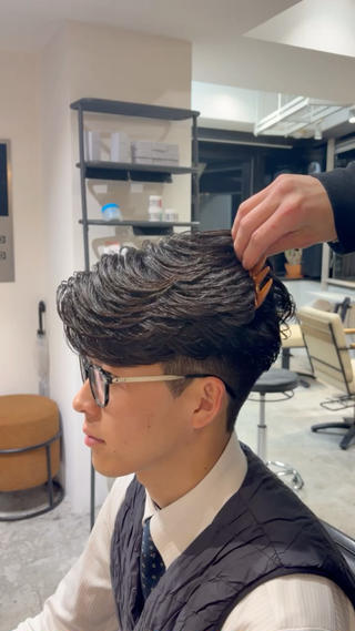 ショート パーマ メンズ 心櫻/メンズパーマ/ ニュアンス/フェザーのヘアスタイル