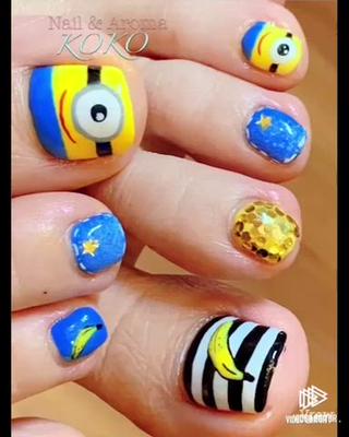 キャラクターネイル／手書きアート／フットネイル／ハンドネイル 