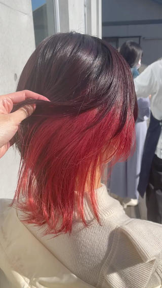 ミディアム カラー インナーカラー 推し ブリーチ  髪質改善のヘアスタイル