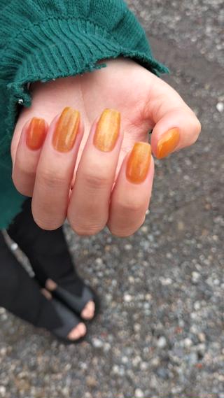 #マグネットネイル#オレンジネイル#オレンジマグ#シンプルネイル#美フォルム 