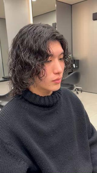 ミディアム パーマ 若命燿史／レイヤー 縮毛矯正/髪質改善のヘアスタイル