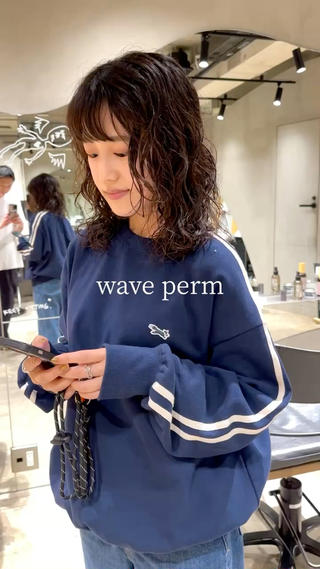 ウェーブパーマ　パーマ　ミディアム　ミディアムパーマ 