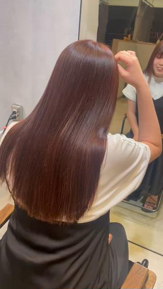 ブリーチなしのpink brown
暖色系は艶が出るのでおすすめです♡ 