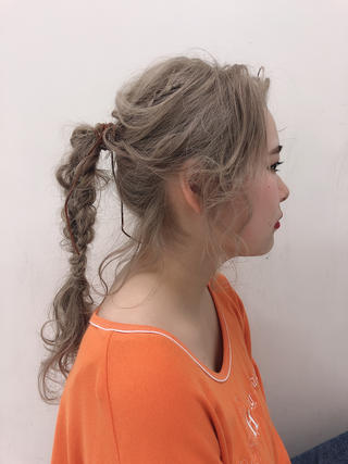 ロング ヘアアレンジ 【ピンク/韓国ヘア/ ヘアセット】亜海のヘアスタイル