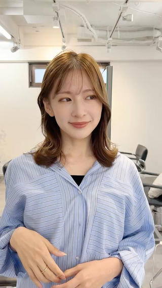 理想のミディアムレイヤー/くびれヘア/くびれ巻き 