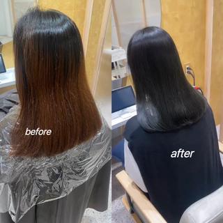 カラーはブルーブラック
カットはレイヤー入れず内巻きしやすいように◎ 