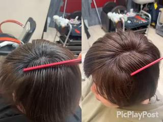 白髪ぼかしカラーと髪質改善トリートメントで
スタイリングが簡単です