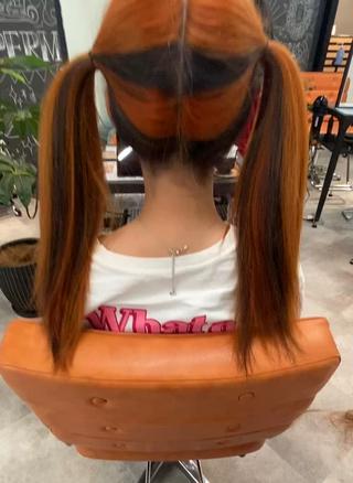 ミディアム カラー ウルフカット レイヤーカット上柿のヘアスタイル