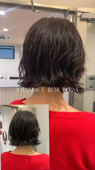 ショート パーマ 抜け感ボブ×パーマ ｜kazaneのヘアスタイル