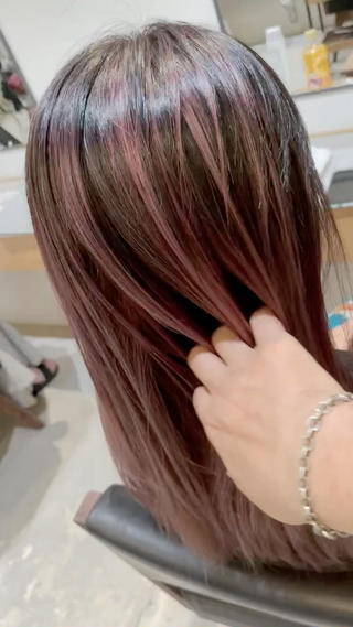 ロング ハイライトバレイヤー ジュ＆縮毛矯正✨櫻野のヘアスタイル