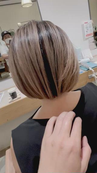 ショート ハイライトバレイヤー ジュ＆縮毛矯正✨櫻野のヘアスタイル