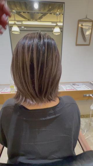 ミディアム ハイライトバレイヤー ジュ＆縮毛矯正✨櫻野のヘアスタイル