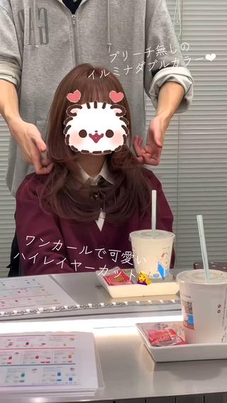 ロング カラー 名古屋/中顔面短縮 ✨/小顔ハイレイヤーのヘアスタイル