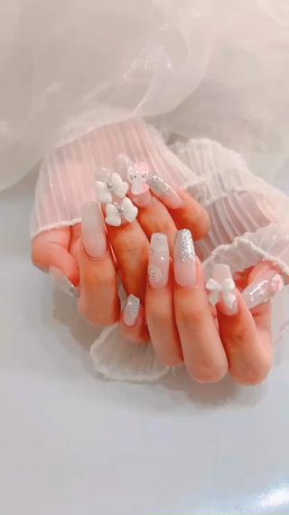 #スカルプ
#キティーちゃんネイル
#キャラクターネイル
#長さだし
#リボンネイル