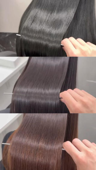 セミロング カラー ケアブリーチ/ 髪質改善/上質艶髪のヘアスタイル