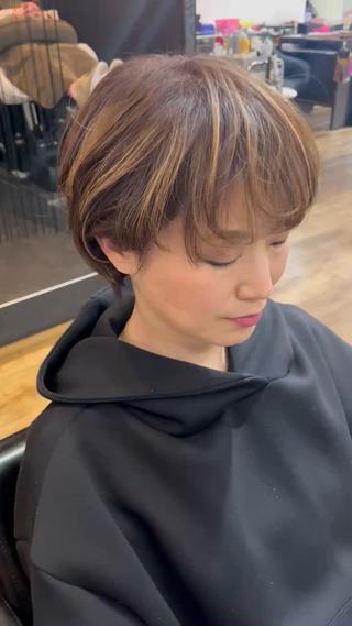 ショート カラー きむえり/髪質改善 /うねり広がり改善のヘアスタイル