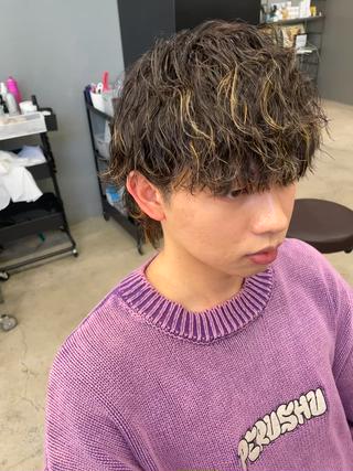 ミディアム パーマ メンズ メンズ専門サロン wokeのヘアスタイル