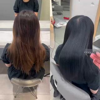 
毛先ブリーチ履歴あり
しっかり髪の体力を見極めて薬を選定し
最高の美髪に仕上げます

美髪矯正、髪質改善ケアストレート 