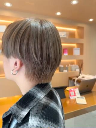 センターパーマ×ミルクティーベージュ 