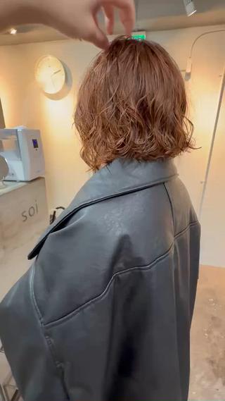 ショート カラー パーマ 森貴裕/ベージュ/ パーマ/オリーブのヘアスタイル