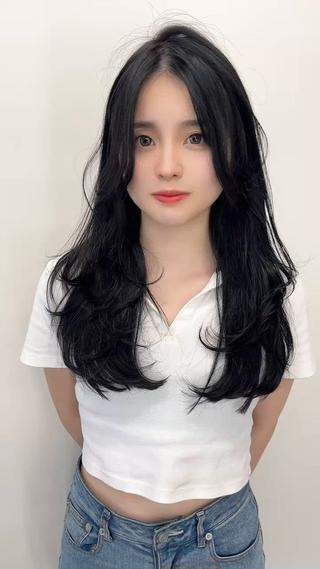 ロング カラー ヘアアレンジ レイヤー/髪質改善 縮毛/ハッシュカットのヘアスタイル