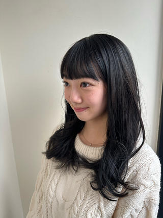 小顔カット/艶髪/暗髪/ブルーブラック