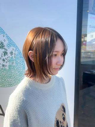 透け感レイヤーボブ  