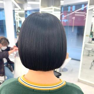 ミディアム カラー パーマ ヘアアレンジ メンズ キッズ Shanti所属・ボブ×自然な縮毛矯正 RYOGAのヘアスタイル