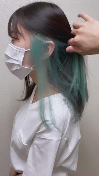 ミディアム カラー パーマ ヘアアレンジ メンズ キッズ ネイル マツエク・マツパ 切りっぱなしヘアボブ ミディアムヘアRYOのヘアスタイル