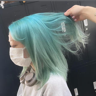 ミディアム カラー パーマ ヘアアレンジ メンズ キッズ ネイル マツエク・マツパ 切りっぱなしヘアボブ ミディアムヘアRYOのヘアスタイル
