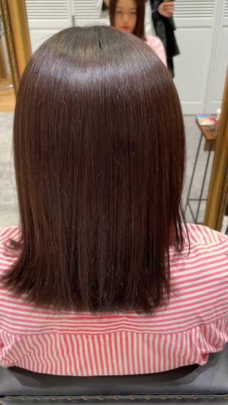 パーマ 矯正パーマ、ベージュ ボブカット🫧のヘアスタイル