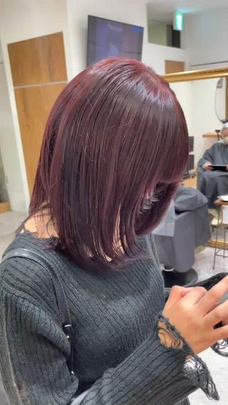 カラー 矯正パーマ、ベージュ ボブカット🫧のヘアスタイル